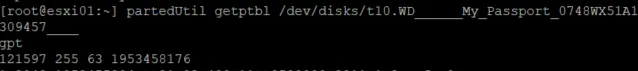 ESXi partedUtil Ouput